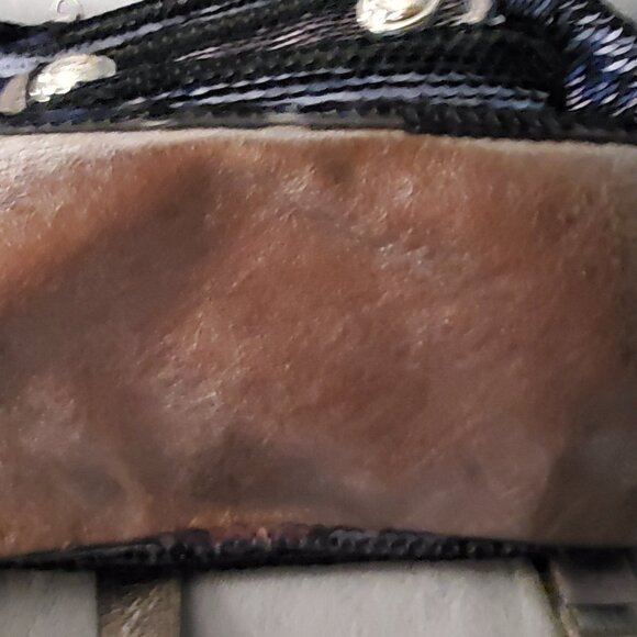 COACH POPPY SEQUIN BLUE SILVER METALLIC BACK PACK  Med key fob Guc - Picture 6 of 7